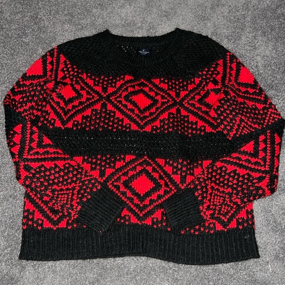 American Eagle red pattern sweater size m - Picture 1 of 3